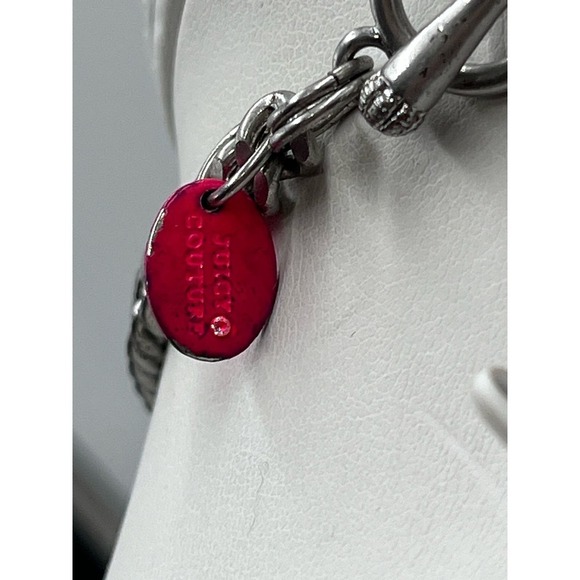 Juicy Couture Limited Edition Rhinestone Silver Tone Chain Statement Necklace - Picture 12 of 14